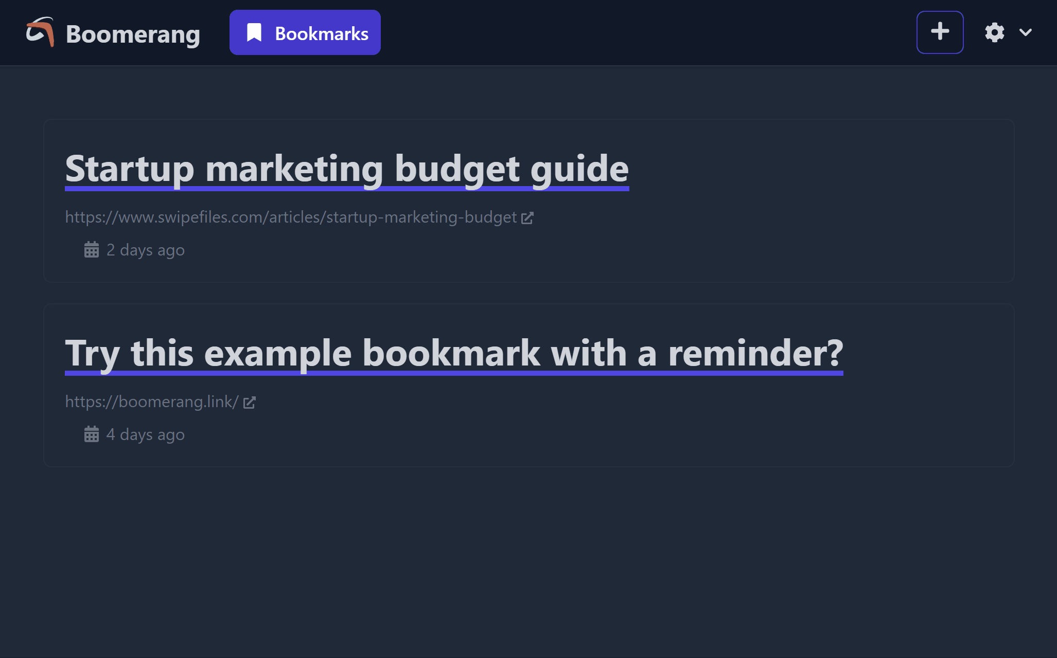 Boomerang bookmark manager